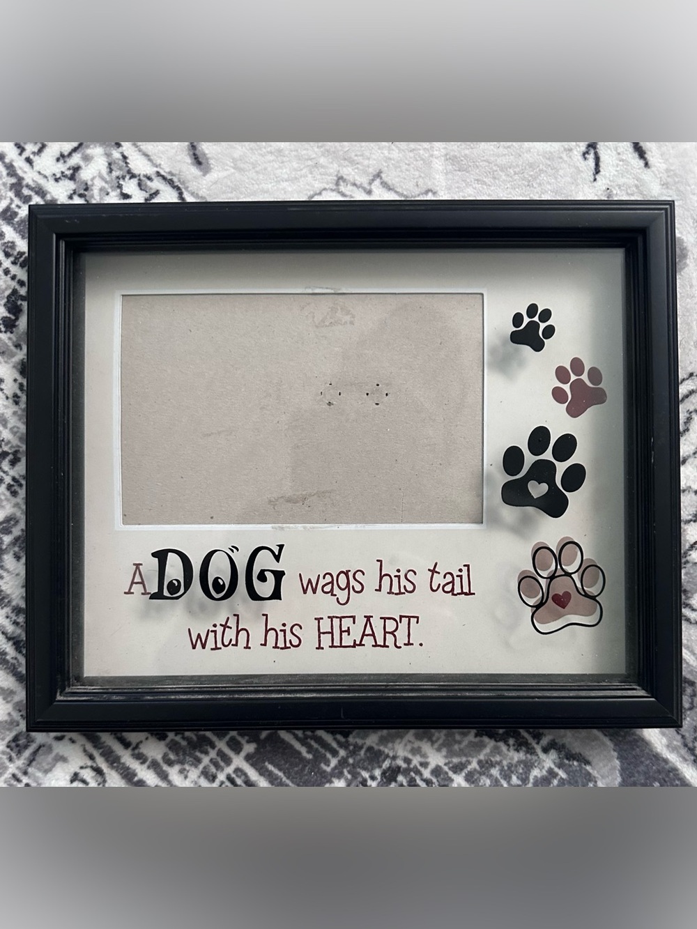 Photo Frame for Dogs - Black Frame with Paw Print Design